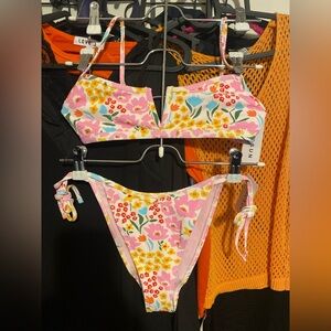 NWT, Women’s Size XS PacSun SWIM Eco Colorful Floral Print Bikini Set